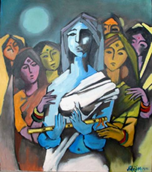 Painting by Milon Mukherjee - After Krishna left