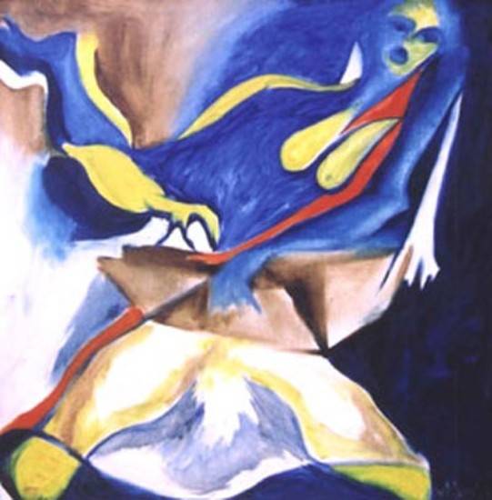 Painting by Milon Mukherjee - Lady with Harmonium