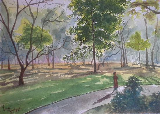 Painting by Lasya Upadhyaya - Strolling Through Cubbon Park