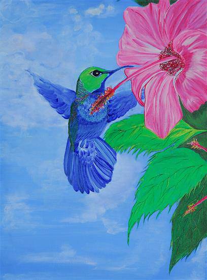 Painting by Madhavi Srivastava - Petals and wings