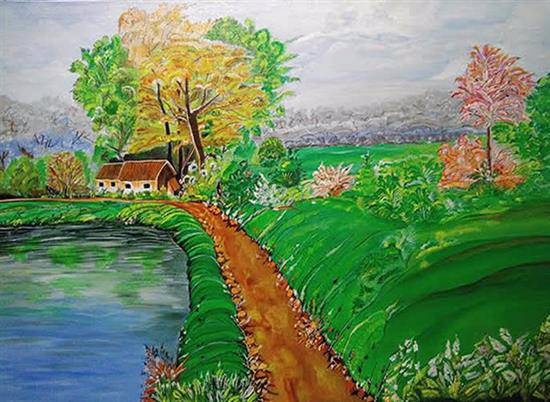 Painting by Madhavi Srivastava - Serene Greens