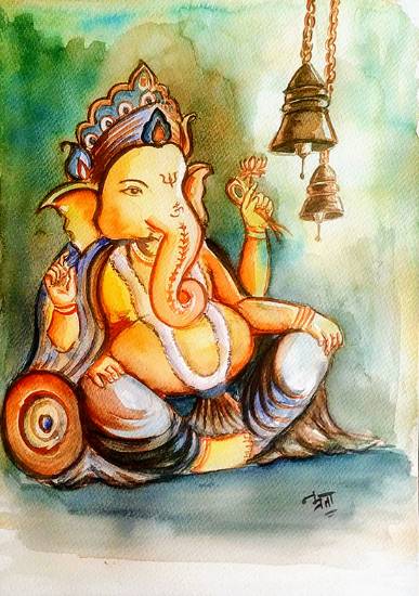 Painting by Namrata Bothra - Ganesha Rhythm-Dha