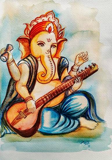 Painting by Namrata Bothra - Ganesha Rhythm-Sa