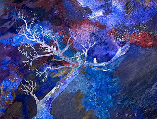 Painting by Shubhra Chaturvedi - Purple Storm