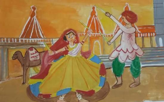 Painting by Mugdha Chandrabhanu Patnaik - Dandiya