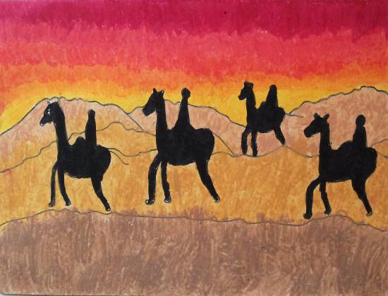 Painting by Pratham Jignesh Desai - Camels