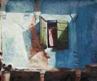 The Pink Curtain, Painting by Sanjay Bhattacharya 