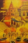 Vibrant Ghats of Varanasi - III, Painting by Anirban Seth