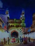 Chudi Bazar Charminar, Painting by Kishor Nadavdekar