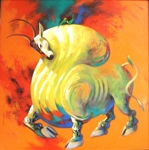 Bull - I, Painting by Shankar Gojare