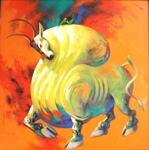 Bull - I, Painting by Shankar Gojare