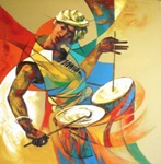 Musician - III, Painting by Shankar Gojare