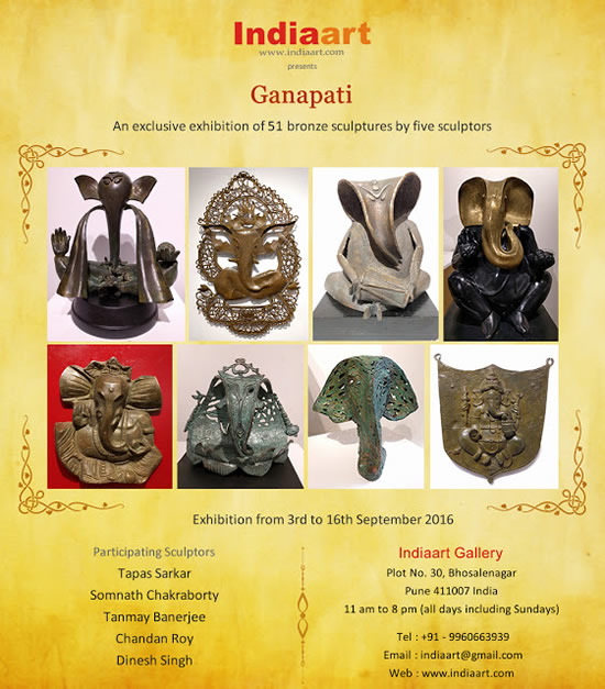 GANAPATI - An exclusive exhibition of 51 bronze sculptures of GANESHA at Indiaart Gallery 
