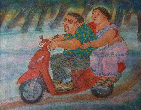Painting by Kabari Banerjee - On the Way