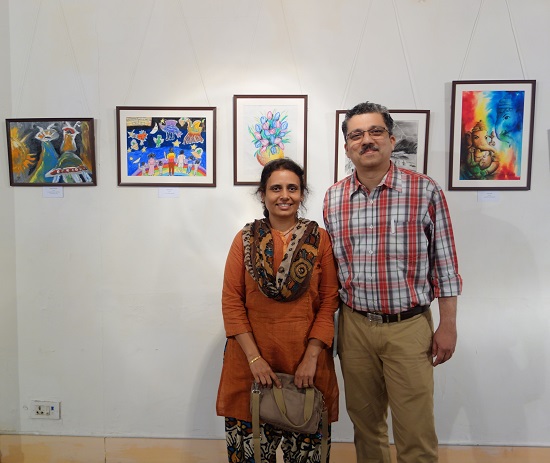 Nandini and Ashim Purohit at Khula Aasmaan - Children's Art Exhibition - Edition I presented by Indiaart Gallery