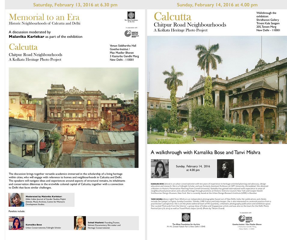 Invitation - Memorial to an Era Historic Neighbourhoods of Calcutta and Delhi