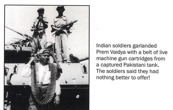 Photograph of Prem Vaidya with Indian soldiers