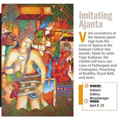 “news about Ajanta paintings exhibition at Indiaart Gallery, Pune in Pune Mirror on 6 April 2016