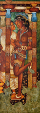 Maya, painting by Vijay Kulkarni, Acrylic on Canvas, 45 x 16 inches
