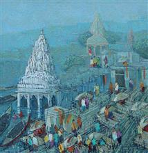 Banaras - 10, painting by Yashwant Shirwadkar, Oil on Canvas, 24 x 24 inches