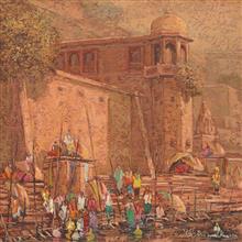 Banaras - 13, painting by Yashwant Shirwadkar, Oil on Canvas, 24 x 24 inches
