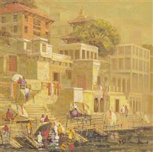 Banaras - 14, painting by Yashwant Shirwadkar, Oil on Canvas, 24 x 24 inches