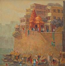 Banaras - 16, painting by Yashwant Shirwadkar, Oil on Canvas, 24 x 24 inches
