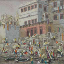 Banaras - 2, painting by Yashwant Shirwadkar, Oil on Canvas, 24 x 24 inches