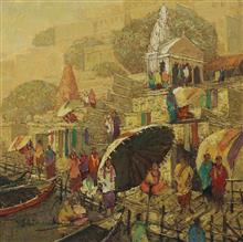Banaras - 6, painting by Yashwant Shirwadkar, Oil on Canvas, 24 x 24 inches