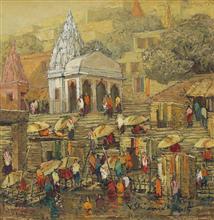 Banaras - 8, painting by Yashwant Shirwadkar, Oil on Canvas, 24 x 24 inches