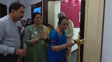 Mrs Pratibha Kelkar lighting the lamp
