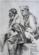 Beyond Highway NH4 - 13, Sketch by Anwar Husain, Pencil on Paper, 8 x 6 inches