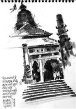 Beyond Highway NH4 - 17, Sketch by Anwar Husain, Pencil on Paper, 8 x 6 inches