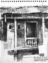 Beyond Highway NH4 - 4, Sketch by Anwar Husain, Pencil on Paper, 8 x 6 inches