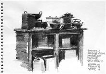 Beyond Highway NH4 - 5, Sketch by Anwar Husain, Pencil on Paper, 6 x 8 inches