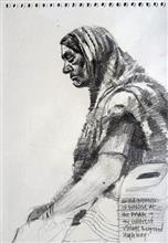 Beyond Highway NH4 - 7, Sketch by Anwar Husain, Pencil on Paper, 8 x 6 inches