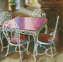 Heritage Hotel  XI, Panchgani, Painting by Chitra Vaidya, Mix Media on Paper, 10.5 x 10.5 inches 