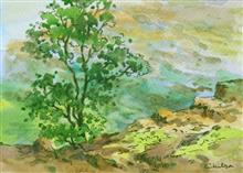 In the Hills  XXI,  Painting by Chitra Vaidya, Watercolour and ink on Paper, 4.5 x 6.5 inches