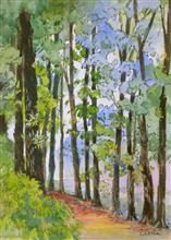 Trees in the Hills IV, Painting by Chitra Vaidya, Watercolour and ink on Paper, 14 x 10 inches