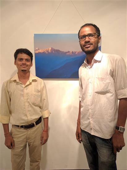 Artist Sachin Bhangade with a friend at Milind Vishwas Sathe's show