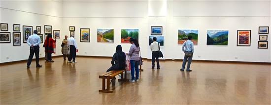 Visitors at the Art Gallery, Nehru Centre, Mumbai
