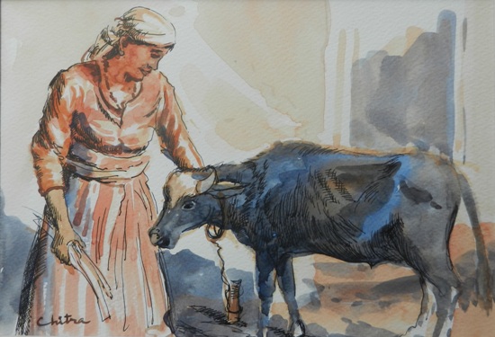  Kumaoni People - 1, painting by Chitra Vaidya