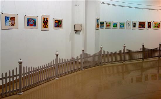 View of the paintings displayed