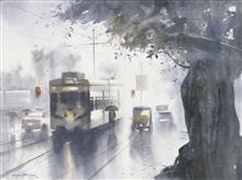 Colours of Life, Kolkata morning painting by Ananta Mandal, Watercolour on Paper, 30 X 22 inches