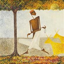 Colours of Life, Kabir painting by Bharti Prajapati, Oil on Canvas, 18 X 18 inches