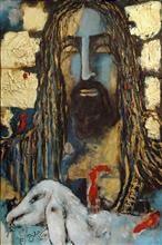 Colours of Life, Painting by Bina Aziz, mixed media with gold foil on Canvas, 24 X 36 inches