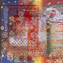 Colours of Life, Cosmic corolla painting by Brinda, Chudasama Miller, Mixed media on Canvas, 36 X 36 inches