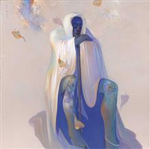 Colours of Life, Peaceful moments painting by Buwa Shete, Acrylic on Canvas, 36 X 36 inches