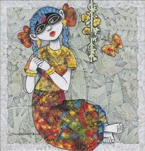 Colours of Life, Adolescence painting by Dhire Sasmal, Mixed media on Canvas, 22 X 22 inches