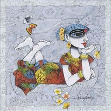 Colours of Life, Adolescence painting by Dhire Sasmal, Mixed media on Canvas, 22 X 22 inches